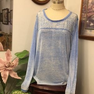 Long sleeve blue thin knit top by seven